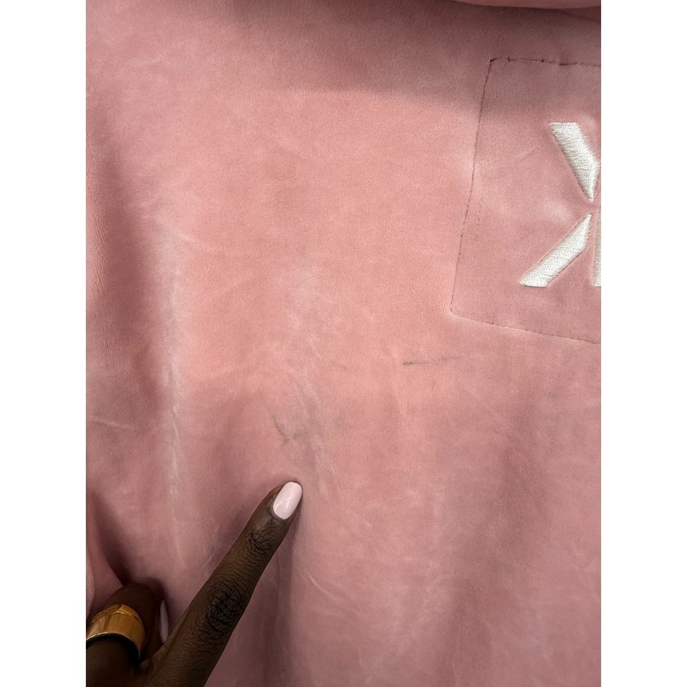 OnePiece Jumpsuit Size S Velour Velvet Pink Hooded Logo Soft Cozy Loungewear - Picture 8 of 9